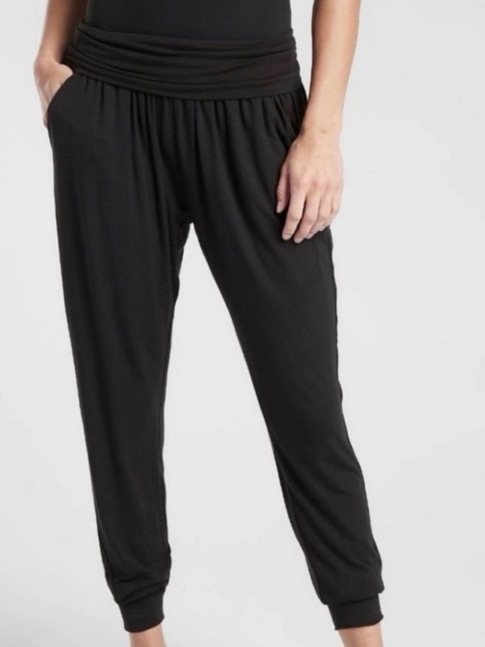 Athleta Studio Style Black High-Waist Lounge Joggers - Size S Tall
